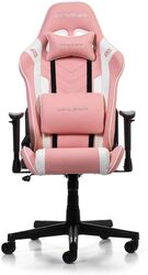 DXRacer Prince Series P132 Gaming Chair, 1D Armrests with Soft Surface, Pink and White